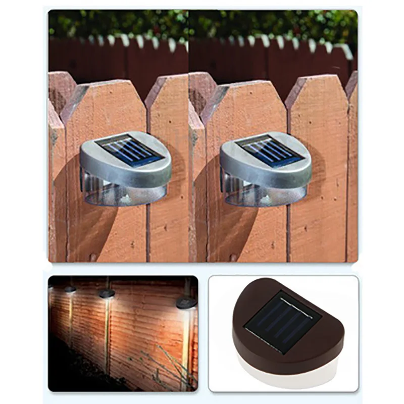 

2LED Brown Solar Fence Light Fence Light Outdoor LED Garden Decorative Wall Light Use Garden Park Outdoor