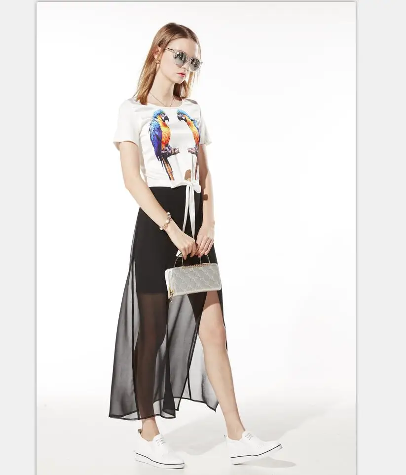 2016 Воме Лето Шифон Леди мода свободные платье комфортно Элегантный Высокое