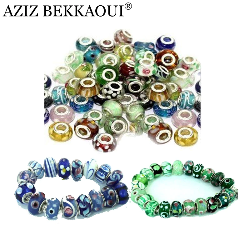 5 шт./лот недорогой Европейский стиль с большим отверстием посеребренным