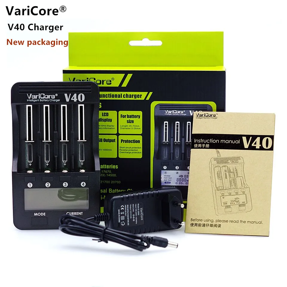 Зарядное устройство для аккумуляторов Varicore V40 2018 18650 26650 18500 в 3 7 16340|varicore v40|battery