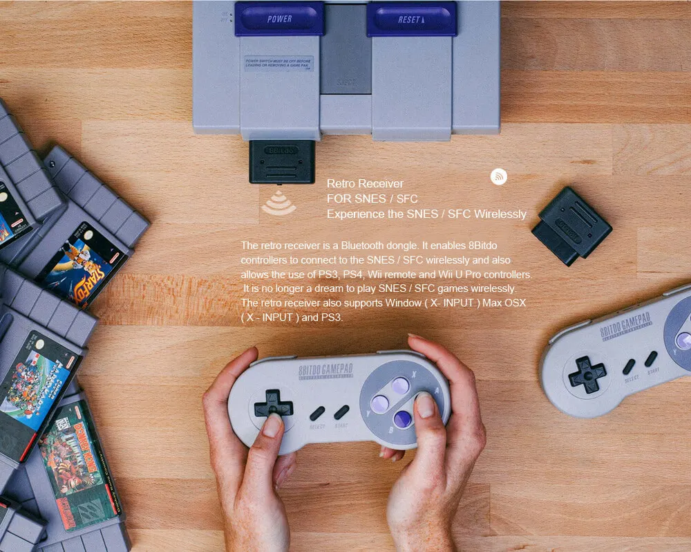 8Bitdo Bluetooth приемник для старых консолей беспроводной ключ для SNES/NES30/SFC30/NES Pro/PS3/PS4 игровые контроллеры геймпад