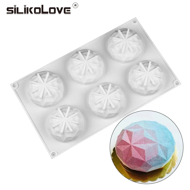 SILIKOLOVE 6 отверстий алмазные силиконовые формы для торта, шоколада для выпечки десертного льда Moule мусс инструменты для украшения кондитерских изделий «сделай сам»