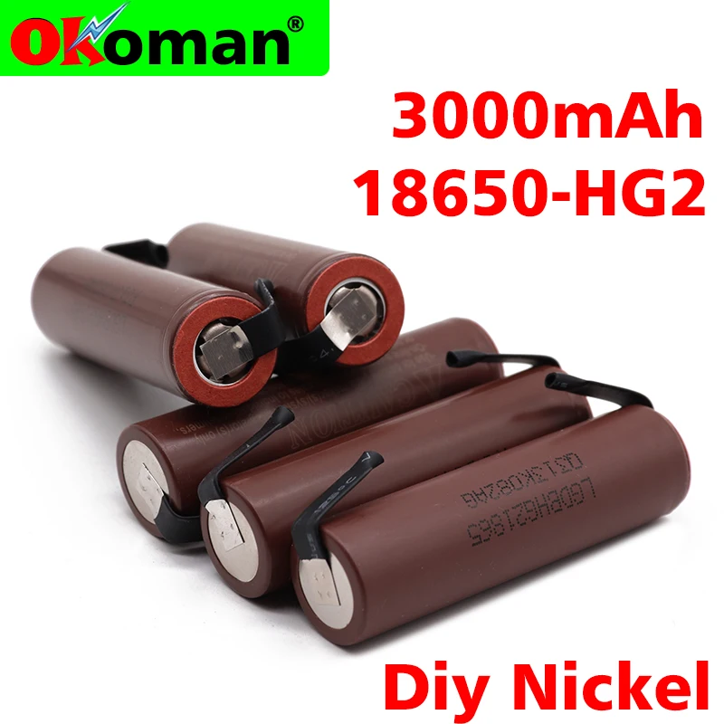 Okoman Оригинальная 18650 батарея HG2 3000mAh 3 7 V литий ионная аккумуляторная для фонарика