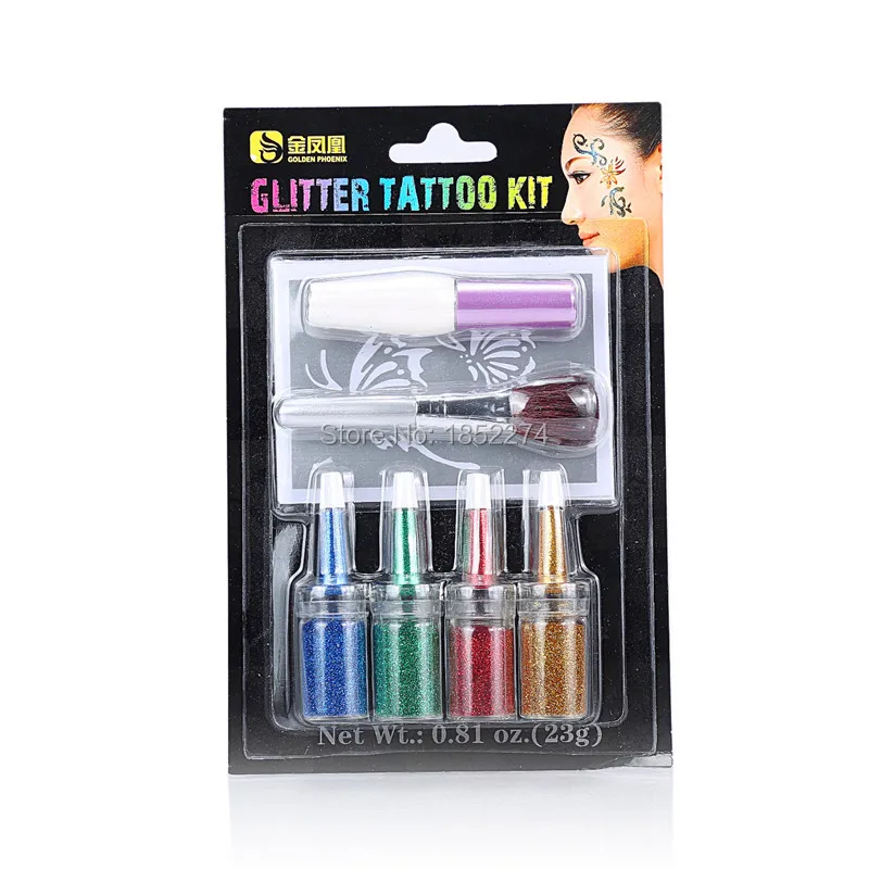 1 компл. временное блеск тату комплект профессиональный краска красота макияж с 4
