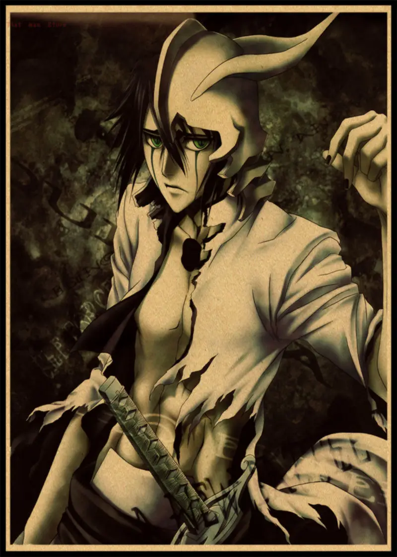 BLEACH Kurosaki ichigo Kuchiki Rukia стикер на стену плакат из крафт-бумаги японского аниме 42*30 см без рамки - Цвет: Светло-зеленый
