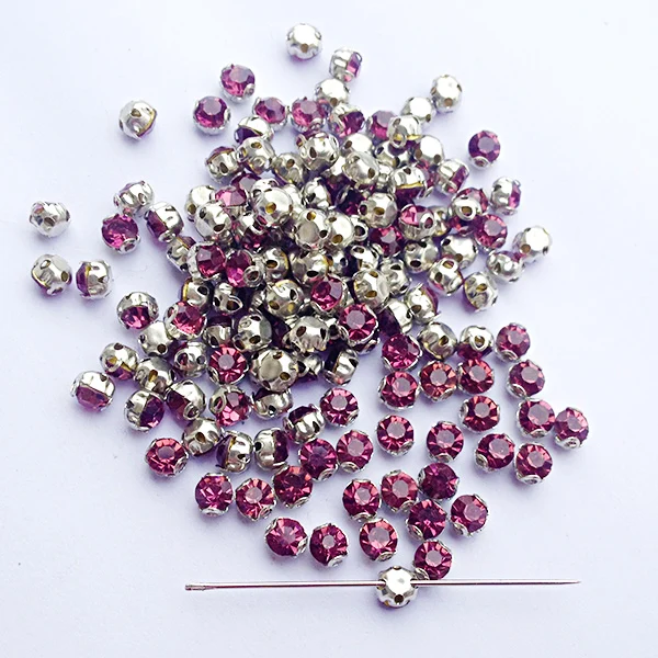 

Sew On Crystal Rhinestones Shiny Strass Amethyst 100pcs/lot 3.8mm Glass Stones DIY Gem decoration