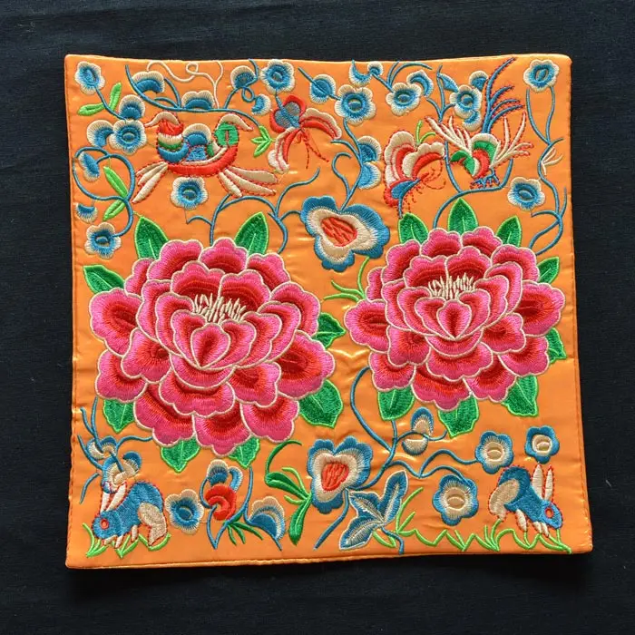 Китайская характеристика, Национальная вышивка, пион, 26*26 см, для поделок, патч, сумка, пальто, коврик для мыши, украшения