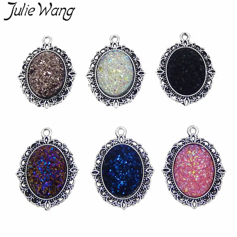 Овальный кабошон Julie Wang из каучука 5 шт. 13x18 мм соединительное основание сплава для