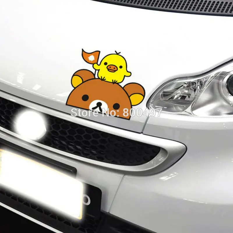 10 х Новые забавные мультфильм милый медведь Rilakkuma наклейки цыплята для Tesla VW Toyota