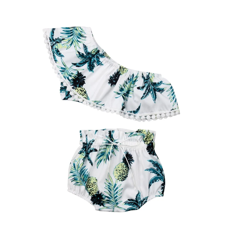 Комплект одежды для маленьких девочек из 2 предметов с цветочным принтом Летний