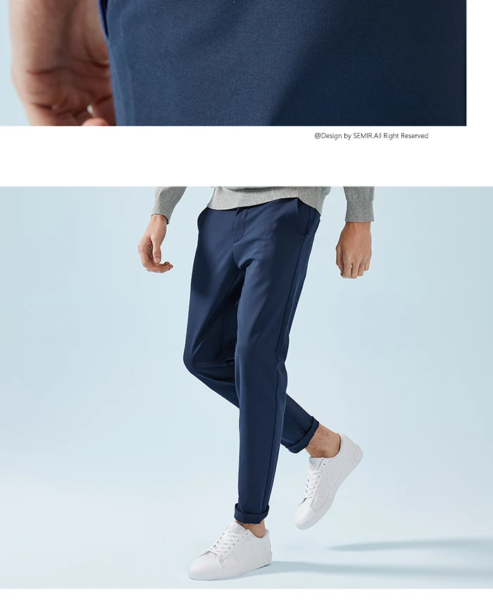 SEMIR Мужские приталенные брюки, хлопковые брюки-чиносы с боковыми карманами и карманами на пуговице сзади, повседневный стиль для весны и осени
