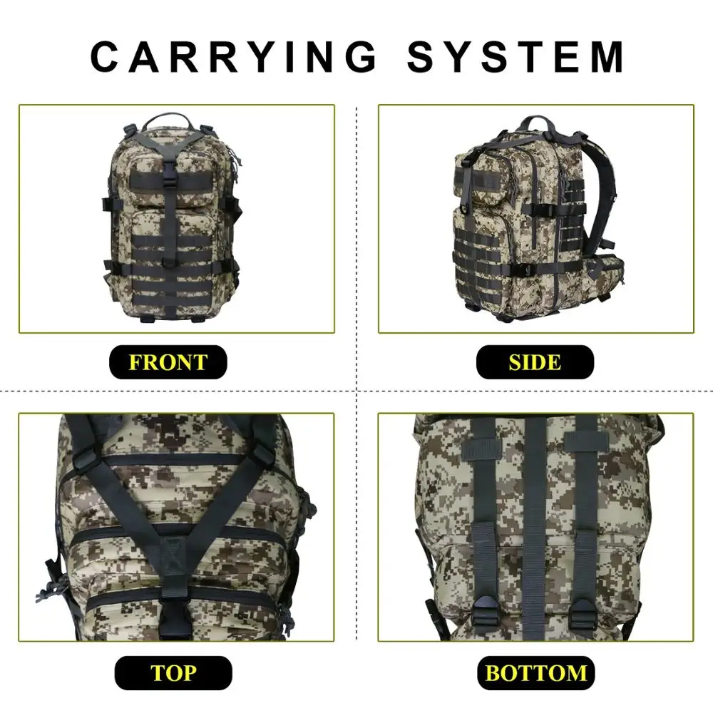 Vihir 40L Waterproof Military Tactical Backpack Assault Pack Molle Bug Out Bag for Outdoor Travel Hiking Camping Trekking | Спорт и
