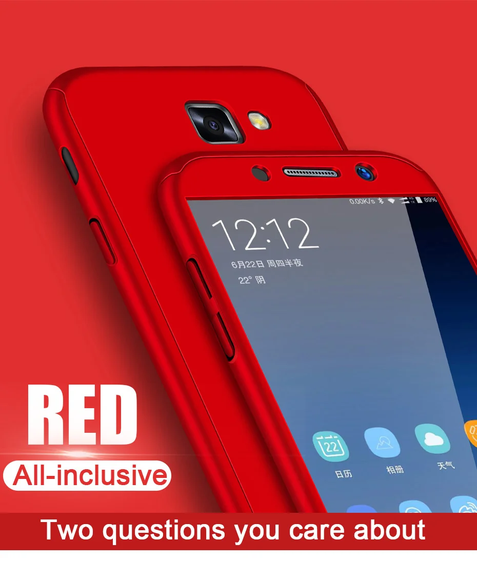 360 полная защита чехол для телефона для samsung Galaxy A750 A7 A6 A8 плюс A3 A5 J3 J5 J7 чехол Temered Стекло