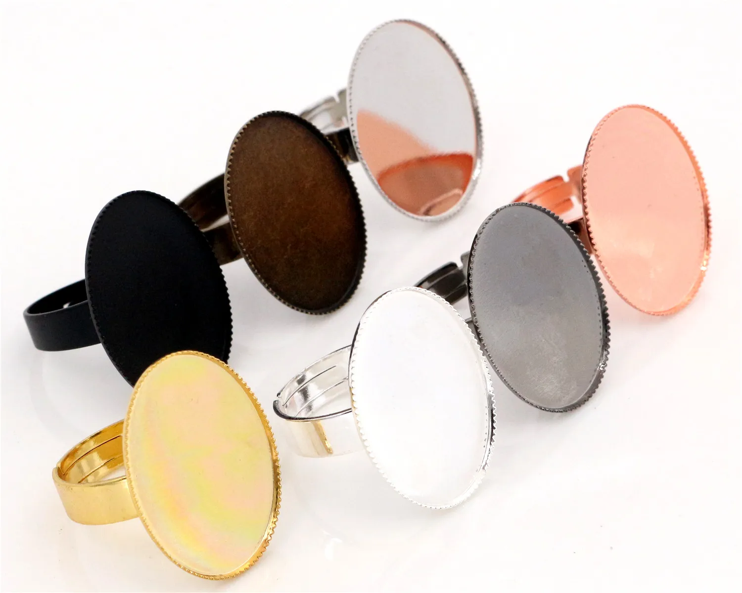 18x25mm 10pcs/Lot 7 Colors Plated Brass Oval Adjustable Ring Settings Blank/Base Fit Glass Cabochons | Украшения и аксессуары