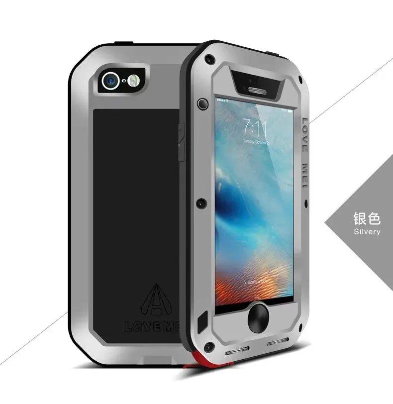 Для Apple iPhone SE, для iPhone 5S,, Love Mei Spuer, водонепроницаемый алюминиевый чехол, стекло+ Алюминиевый металлический защитный чехол