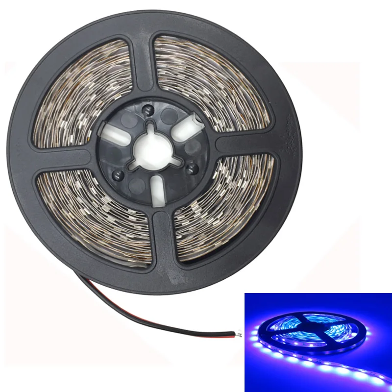 5 м/рулон SMD3528 2835 DC12V Светодиодная лента светильник Гибкая неоновая лента RGB полоса водонепроницаемый Светодиодный светильник лента набор+ контроллер питания - Испускаемый цвет: Blue