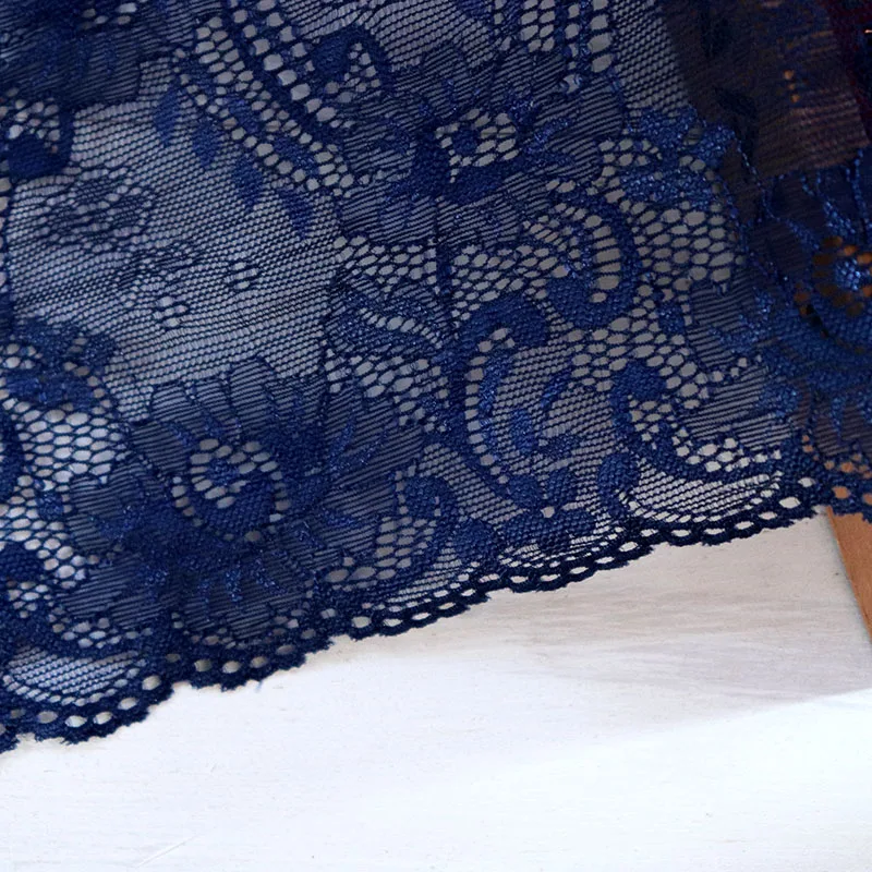 1 ярд темно синяя вышитая эластичная кружевная отделка ткань швейные поделки