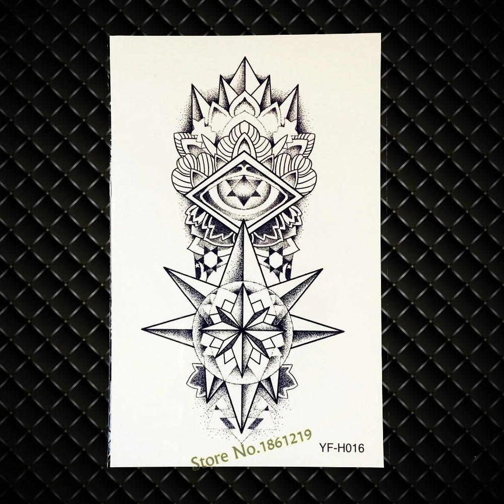 Искусственная временная татуировка, боди-арт, нижняя искусственная наклейка s татуировка на руку, плечо Black Totem God Eye, Сексуальная мужская Татуировка-распылитель, наклейка