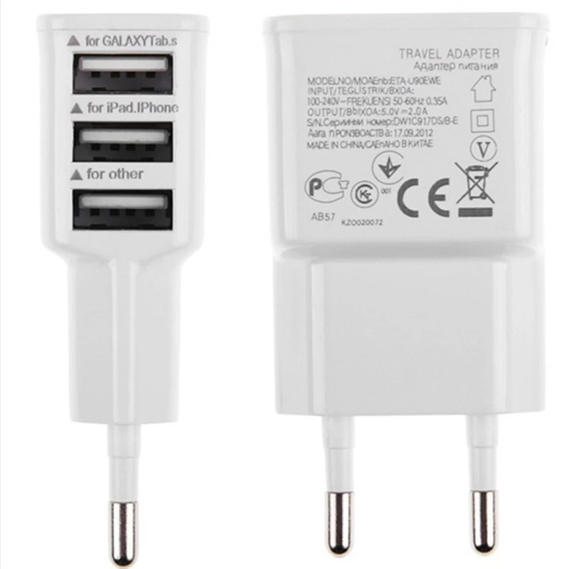 Сетевое зарядное устройство с 3 USB портами 5 В 2 А|plug power adapter|plug powerus plug |