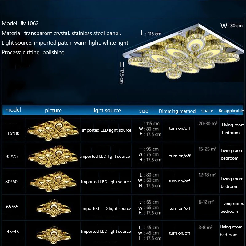

Fashion Modern Minimalism High Brightness LED Rectangular crystal Ceiling Lights living room Lighting Bulb Ceiling Ceiling Lamps