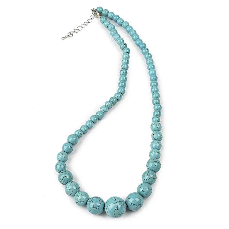 

6-14mm synthetic Turquoises Bead tower Necklace Fashion Party Necklace 18 inch