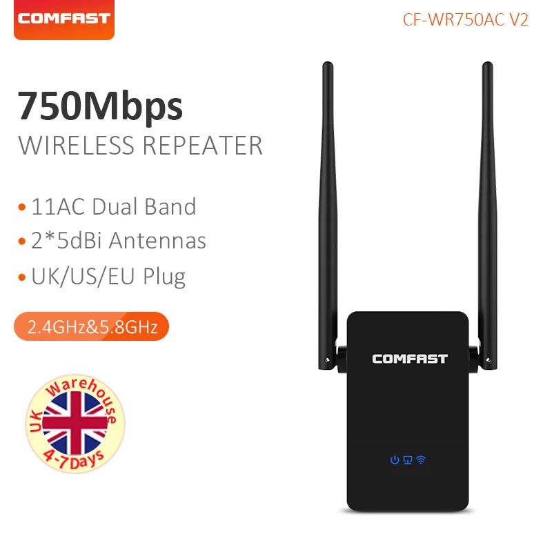 COMFAST Беспроводной Wi-Fi ретранслятор маршрутизатор 750 Мбит/с двухдиапазонный 2 4G и 5