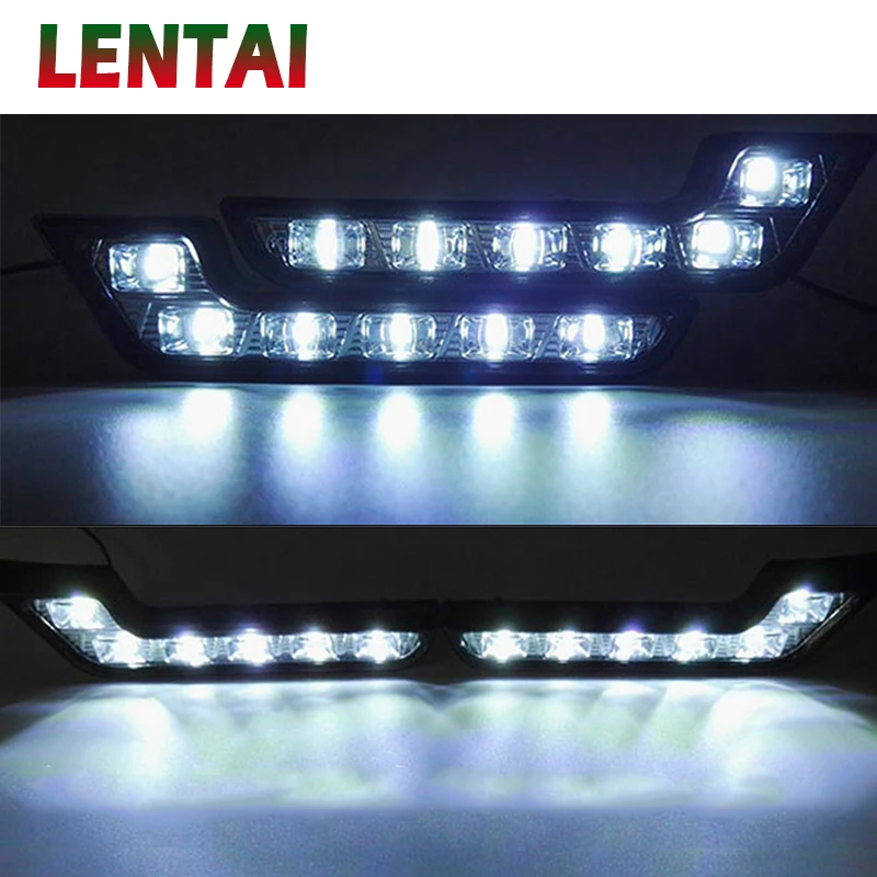 LENTAI 1 набор Автомобильный светодиодный DRL лампы 12V L Стайлинг противотуманная фара