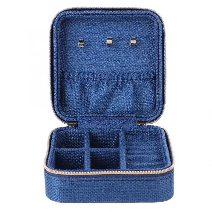 Fashion Linen Jewelry Storage Box Earring Ear Stud Ring Necklace Holder Organizer Case with Zipper holder | Украшения и