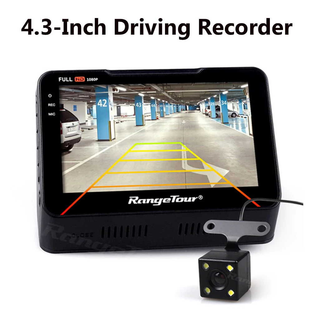 4 3 дюймовый ЖК дисплей сдвоенный объектив Автомобильная камера DVR 2018 Новый Full HD