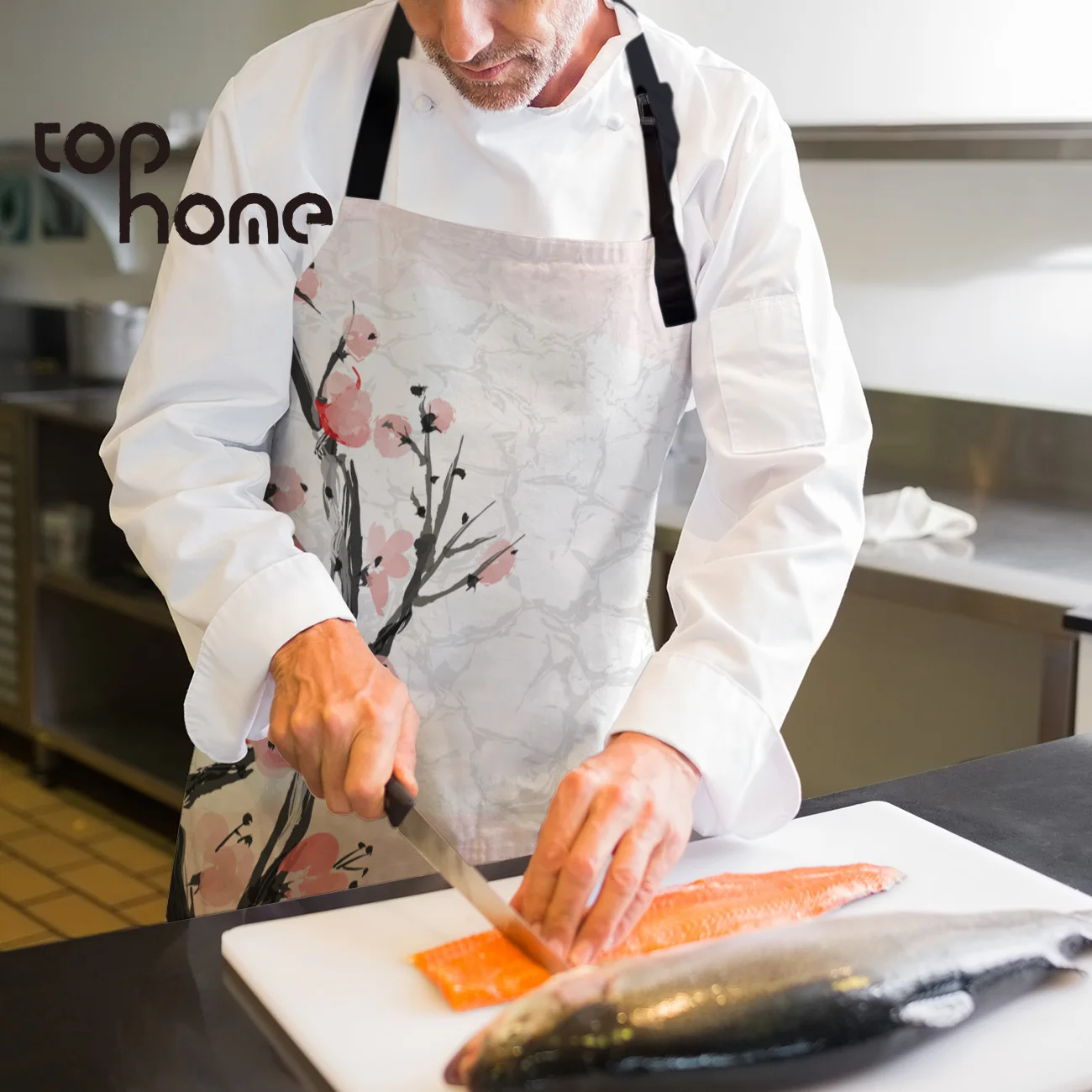 Tophome Кухонный Фартук с розовыми вишнями и цветочным принтом без рукавов Фартуки