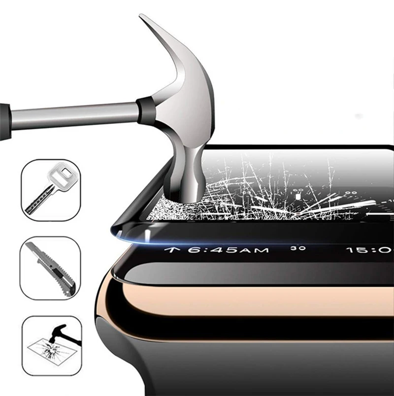Suntaiho 5D полное покрытие стеклянная пленка для Apple Watch 42 38 мм серия 3 2 1 полная гелевая защита экрана титановый сплав fram для i Watch