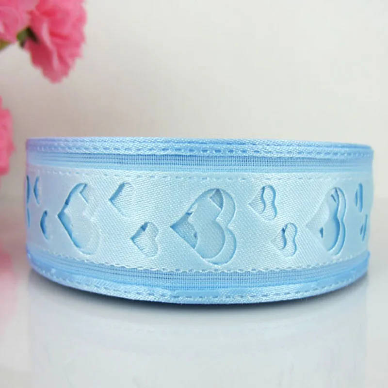 1 рулон 20 ярдов дюйм синяя печатная лента в форме сердца атласные ленты для