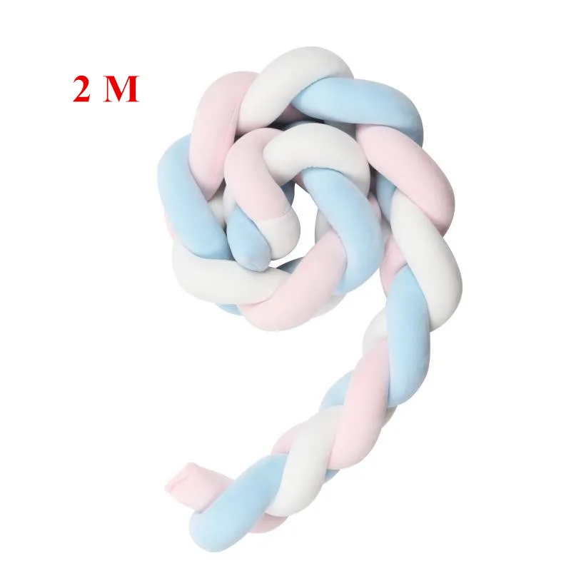 Pink White Blue 2M Детская кровать бампер в детская кроватка бампер детская кровать Тур де ЛИТ Tresse Bebe бортики для кроватки в кроватку детская кроватка бампер 3 6 9 12 16 м - Цвет: Pink White Blue 2M