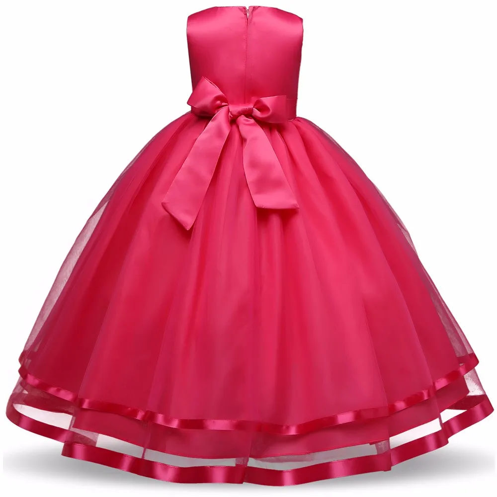 rose red Это YiiYa/Платья с цветочным узором для девочек 8 цветов, пышные платья для девочек без рукавов с круглым вырезом и длиной до пола Vestidos De Noches Para Ninas B815 - Цвет: rose red
