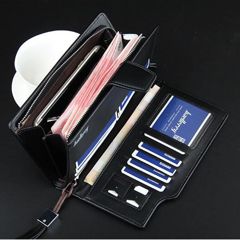 Роскошные мужские кошельки длинный кожаный клатч на молнии мужской кошелек