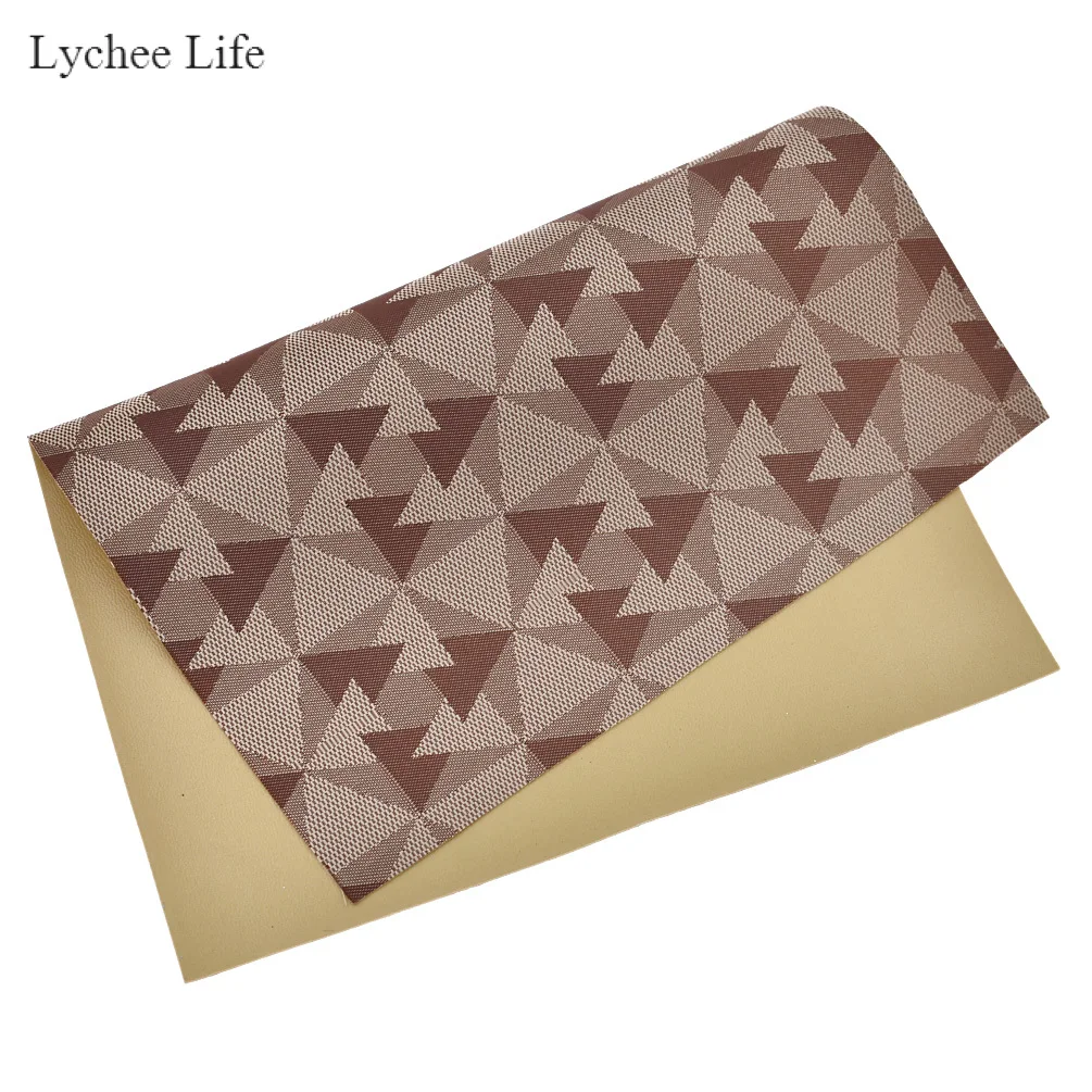 Triangle light coffe Lychee Life Ретро двухсторонний полиэстер с принтом и искусственная кожа ткань для самостоятельного пошива одежды украшения - Цвет: Triangle light coffe