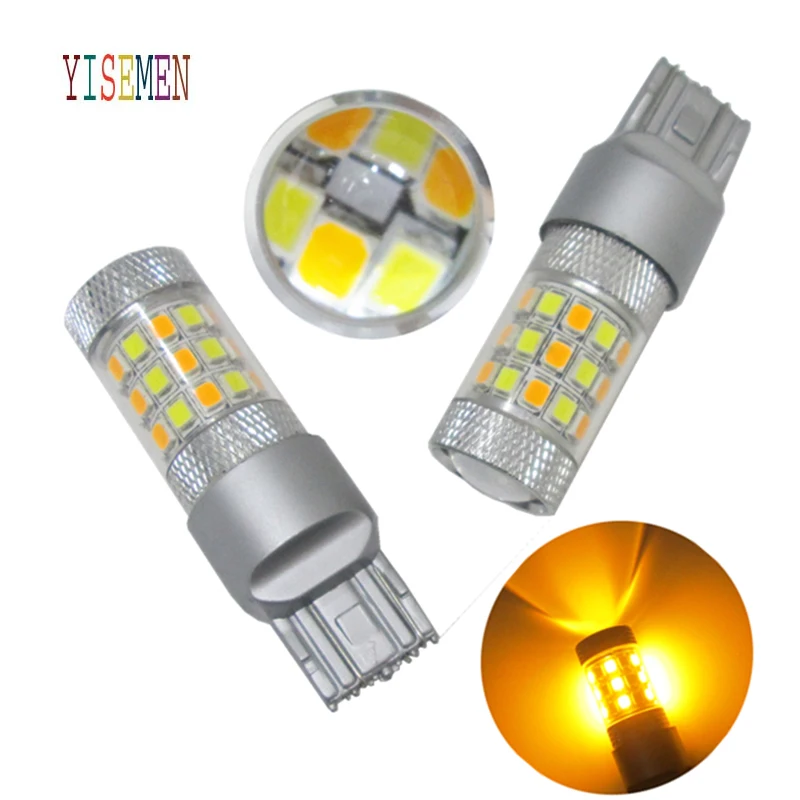 2 шт. T20 P21W 7443 2835 42 SMD светодиодные лампы для автомобиля лампа белого/янтарный
