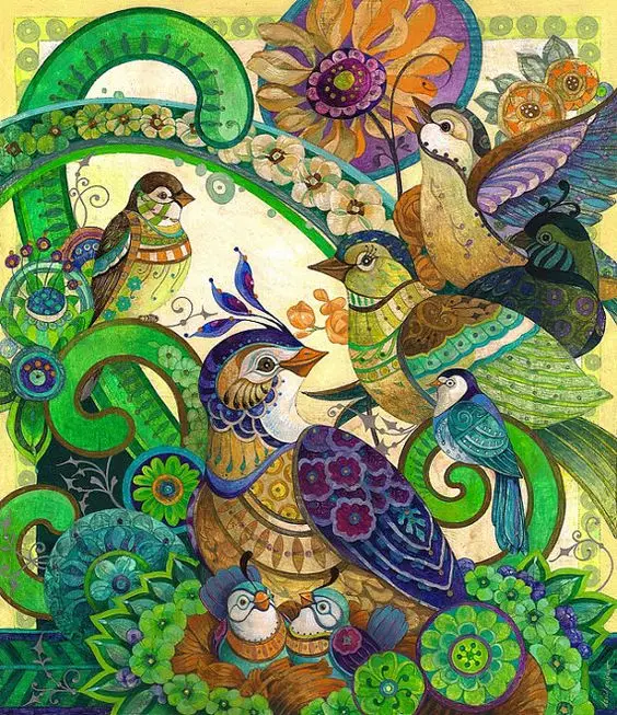 

5D Diamond Embroidery Color Bird Cross Stitch Diy Diamond Painting In The Garden Square Drill Diamond Mosaic Pasted Needlework