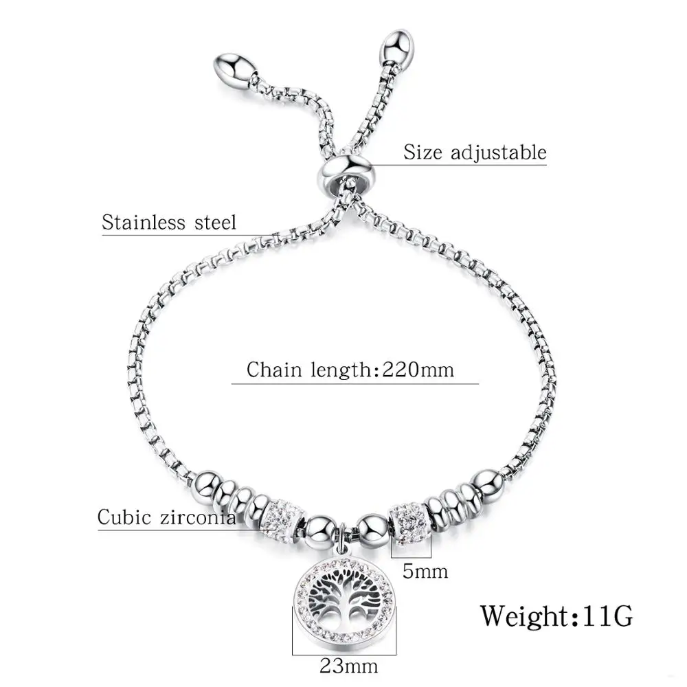 

Fashion personality hollow life tree bracelet Creative ladies stainless steel rose gold adjustable bracelet 3-GS1021