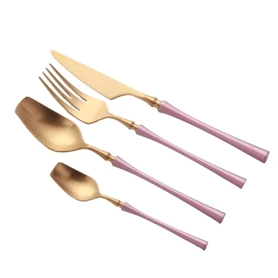 4pcs 4 шт./компл. Западной Портативный набор столовых приборов 304 Нержавеющая сталь набор посуды с роскошным обрабатываются Ножи вилка ужин набор посуды - Цвет: 4pcs