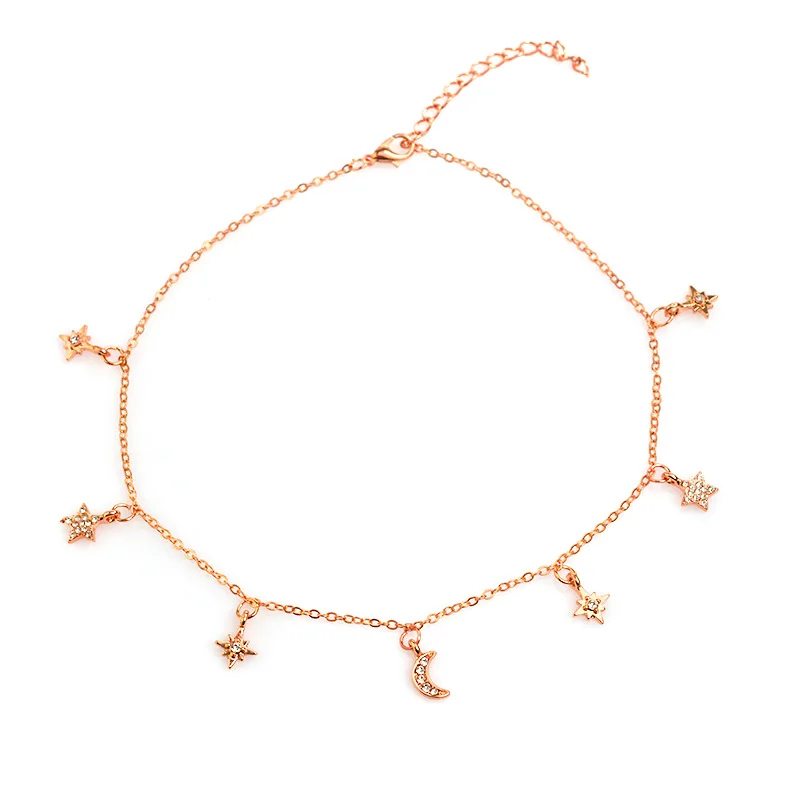 Горячая Распродажа! Простое Ожерелье с коротким воротником в виде звезды и Луны