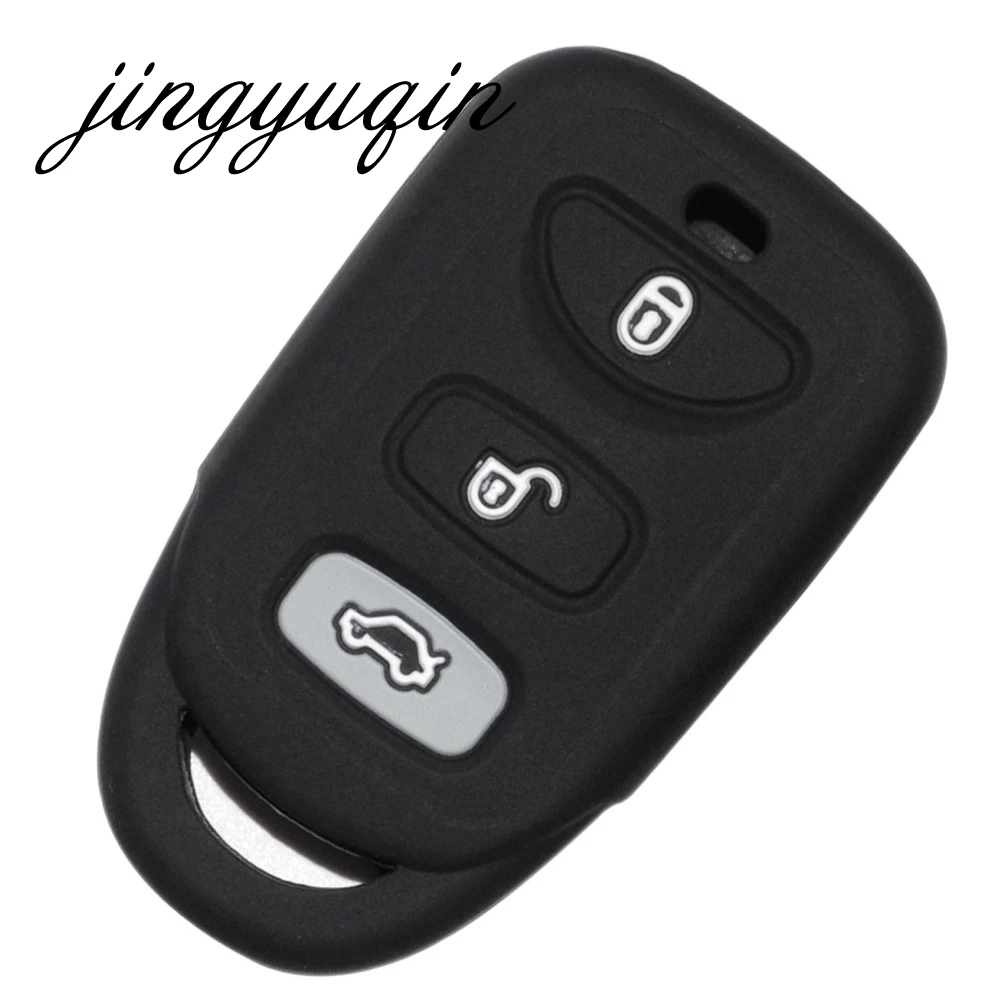 

jingyuqin Silicone Skin Cover for Hyundai KIA Tuscon Elantra Rio Sportage Rondo Accent Remote 4 Button Key Case Fob 3B+ Panic