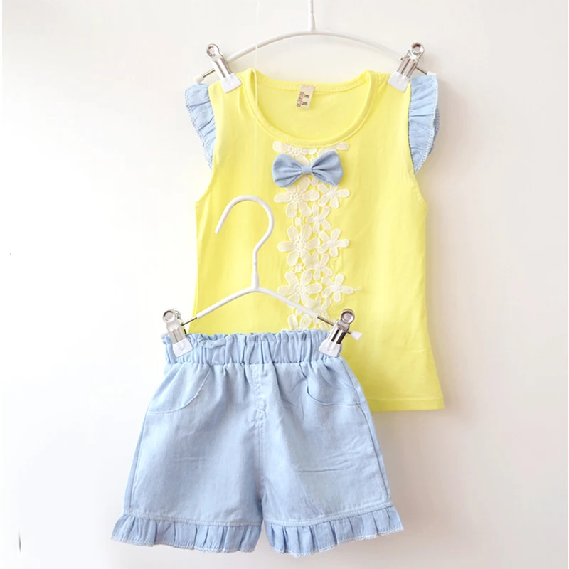 2018 новые летние комплекты одежды для маленьких девочек детской из 2 предметов