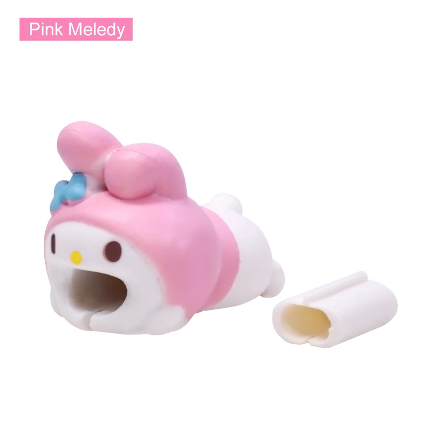 Pink Meledy CHIPAL Cute Animal Anti-Break Bite Cable Protector Winder for iPhone USB Data Cable Organizer Sesame Stitch Cartoon Bites Holder - Цвет: Pink Meledy