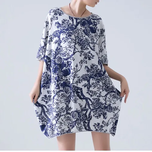 Новинка 2017 весенне Летняя женская одежда свободное платье большого размера с