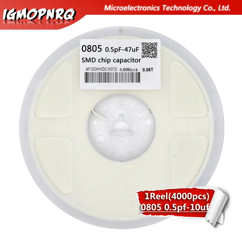 1 катушка 4000 шт. 0805 smd конденсатор с алюминиевой крышкой Керамическая 1PF 10UF 20PF 220PF