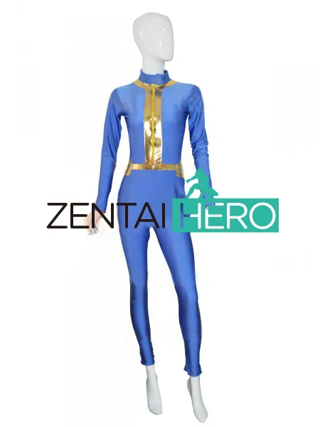 Костюм для косплея персонажей из Fallout 4 лайкры Zentai на молнии спереди бесплатная