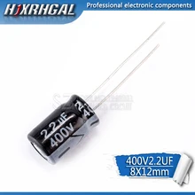 Hjxrhgal-condensador electrolítico de alta calidad, 400V2.2UF, 8x12mm, 2,2 UF, 400V, 8x12, 20 unidades