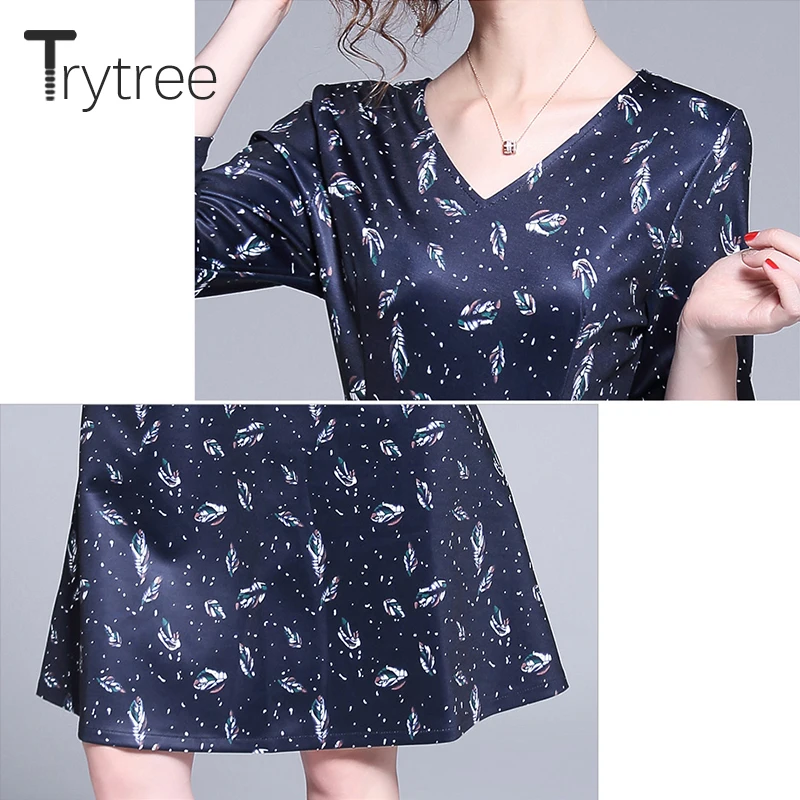 Trytree весеннее летнее платье Элегантное ТРАПЕЦИЕВИДНОЕ женское с карманами три
