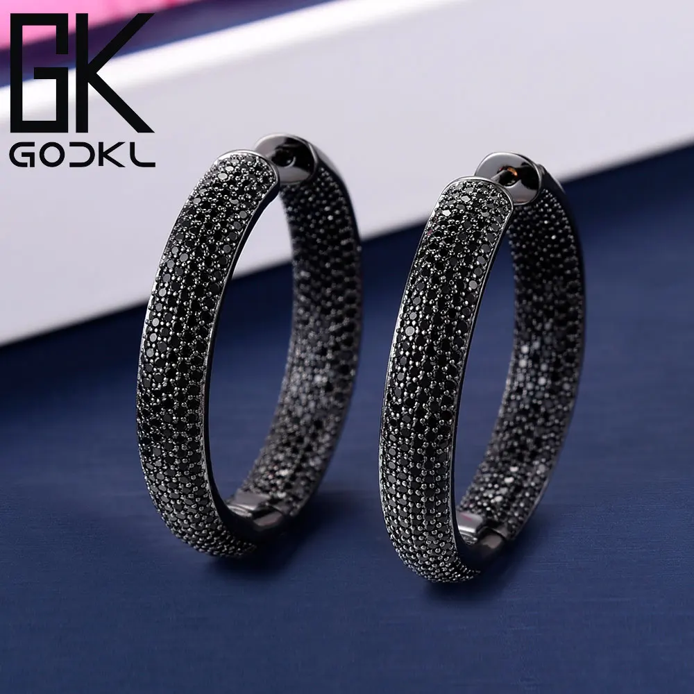 GODKI роскошные круглые серьги кольца с кубическим цирконием для женщин свадебные